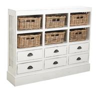 AUBRY GASPARD - Commode en Bois Blanc Finition Antique et Poelet - Dimensions 115 x 25 x 90 cm - 6 Tiroirs en Bois et Poelet - Livrée Montée - Poids 29 kg - Élégance et Rangement pour Salon ou Chambre