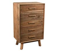 AUBRY GASPARD - Commode en Pin Recyclé REWOOD - 5 Tiroirs - Dimensions 60 x 40 x 100 cm - Livré Monté - 2 Attaches de Fixation à l Arrière - Meuble pour Salon ou Chambre