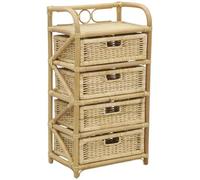 AUBRY GASPARD - Commode en Rotin Tiroirs Tegal - 4 Tiroirs - 45 x 30 x 83 cm - Rotin/Lame de Rotin - Livrée Montée - Poids 7 kg - Design Épuré Chambre/Salon - Rangement Pratique
