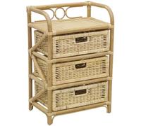 AUBRY GASPARD - Commode Rotin Tegal 3 Tiroirs - Coloris Miel - Lame de Rotin - 45x30x68 cm - Artisanale - Livrée Montée - Idéale Salon ou Chambre - Rangement Élégant et Pratique