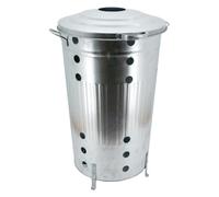 AUBRY GASPARD - Composteur en Métal Galvanisé env. 100 litres - Prêt À Monter - Design Moderne - Résistant À La Corrosion - Idéal pour Jardin - Couleur Acier - Taille Ø48 H70