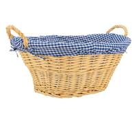 AUBRY GASPARD - Corbeille à Linge en Osier Clair - Doublure Coton Vichy Amovible - 60 x 50 x 27 cm - Anses Pratiques pour Transport - Style Vintage et Traditionnel - Idéale pour Buanderie Organisée