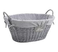 AUBRY GASPARD - Corbeille à Linge Osier Coton - Teintée Grise - Doublure Amovible 100% Coton Vichy - 58 x 44 x 32 cm - Naturel Artisanal - Idéale Chambre Salle de Bain