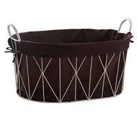 AUBRY GASPARD - Corbeille à Linge Ovale Métal Laqué Blanc - Doublure 100% Coton - Dimensions 55 x 39 x 33 cm - Avec 2 Poignées de Transport - Poids 1.75 kg - Pratique pour Rangement et Déco Intérieure