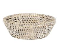 AUBRY GASPARD - Corbeille à Pain en Rotin Patiné Blanc - Ø 17 cm x Hauteur 6 cm - Poids Léger 0.13 kg - Polyvalente pour Pain ou Fruits - Design Élégant pour Cuisine et Arts de la Table
