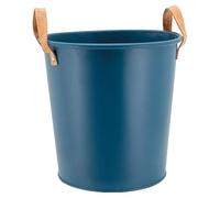 AUBRY GASPARD - Corbeille à Papier en Métal Bleu - Collection Cargo - Ø 26 x Hauteur 26 cm - 2 Anses en Polyuréthane - Finition Mate - Style Industriel et Vintage - Idéale pour Bureau et Rangement