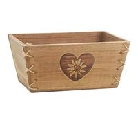AUBRY GASPARD - Corbeille Bois Naturel Coeur Edelweiss - Laçage Cordelette sur Les Arêtes - Idéale Décoration Rustique et Rangement - Touche Alpine pour Votre Intérieur