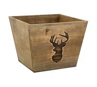 AUBRY GASPARD - Corbeille Carrée en Bois Teinté - Motif Cerf - Idéale pour Rangement et Décoration - Style Rustique - Parfaite pour Intérieur Cosy - Élégante pour Tout Intérieur