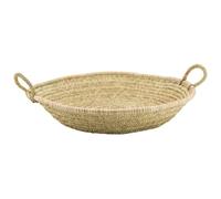AUBRY GASPARD - Corbeille De Présentation en Palmier avec 2 Anses - Idéale pour Le Rangement - Disponible en 3 Tailles - Artisanale et Écologique - Couleur Naturelle - Taille 50 H11