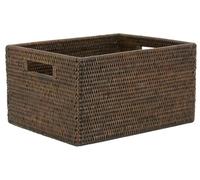 AUBRY GASPARD - Corbeille de Rangement en Rotin Antique - Fabrication Artisanale - 2 Passe-mains pour Port Facile - 24 x 19 x 13 cm - Poids 0,50 kg - Marron - Livré Monté - Pour Organisation Maison