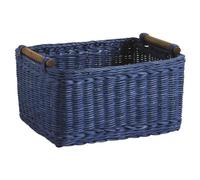 AUBRY GASPARD - Corbeille de Rangement en Rotin Teinté Bleu - 23x18 cm