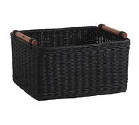 AUBRY GASPARD - Corbeille de Rangement en Rotin Teinté Noir - 28x22 cm