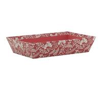 AUBRY GASPARD - Corbeille en Carton Rouge Décor Houx - Dimensions 23X15X5 cm - Matériau Écologique - Idéale pour Rangement et Décoration - Taille 23X15X5 cm - Couleur Rouge