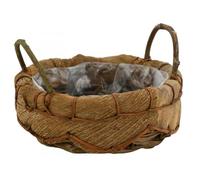 AUBRY GASPARD - Corbeille en Coco avec 2 Anses en Vigne - Doublure en Plastique - Ø25 H10-17,5 cm - Design Écologique - Rangement Pratique pour Jouets et Accessoires - Naturel - Ø25 H10-17,5 cm