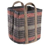 AUBRY GASPARD - Corbeille en Jute Colorée - Taupe et Rouge - Ø 37 cm x Hauteur 43 cm - Jute Épais - Poids 1.70 kg - Idéale pour Rangement et Décoration Maison