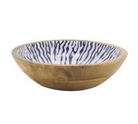 AUBRY GASPARD - Corbeille en Manguier et Résine - Bleu Blanc - Ø 25 cm - Hauteur 7.5 cm - Poids 0,75 kg - Idéale pour Ingrédients Secs ou Fruits - Élégante et Pratique pour Cuisine et Arts de la Table