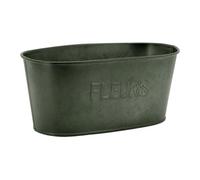 AUBRY GASPARD - Corbeille en Métal Oval Fleurs 20X11X9 cm - Design Élégant et Moderne - Idéale pour Le Rangement et La Décoration - Couleur Verte Naturelle