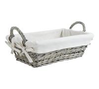AUBRY GASPARD - Corbeille en Osier Gris avec Doublure 100% Coton - 32X20X10-14 cm - Idéale pour Le Rangement et La Décoration Intérieure - Élégante et Pratique - Couleur Gris - Taille 32X20X10-14 cm
