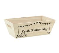 AUBRY GASPARD - Corbeille en Pin Naturel - Rectangulaire avec Passe-Mains - Inscription Tout ce Que j Aime sur Deux Faces - Bois Esthétique - Idéale pour Rangement ou Décoration Intérieure