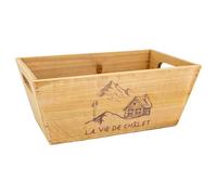 Corbeille en bois rectangulaire "La vie de chalet"
