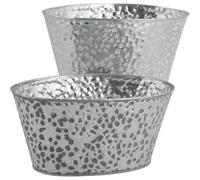 AUBRY GASPARD - Corbeille en Zinc Bosselé 26X19X13 cm - Finition Patinée - Design Élégant et Moderne - Idéale pour Intérieur et Extérieur - Couleur Assortie
