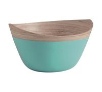 AUBRY GASPARD - Corbeille Ovale en Bambou Laqué Turquoise - Finition Intérieure Naturelle - Dimensions 25 x 20 x 11 cm - Poids 0,35 kg - Élégante pour Service de Table et Présentation - Léger et