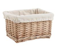 AUBRY GASPARD - Corbeille Rangement en Osier Clair avec Doublure Amovible Coton - 38 x 30 x 20 cm - Poids 0,83 kg - Couleur Naturelle - Idéale Rangement Pratique et Décoration Maison