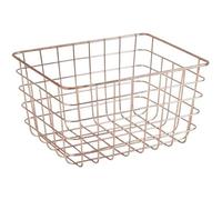 AUBRY GASPARD - Corbeille Rangement Métal Cuivré - 24 x 19 x 13 cm - Look Rétro - Idéale Salle de Bain, Cuisine, Buanderie - Léger et Résistant - Organisation Optimale et Élégante