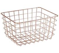 AUBRY GASPARD - Corbeille Rangement Métal Cuivré - Look Rétro - 28x22x15 cm - Idéale Salle de Bain, Cuisine, Buanderie - Légère et Pratique pour Organiser et Décorer Intérieurs