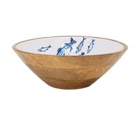 AUBRY GASPARD - Corbeille Ronde en Manguier et Résine - Décor Poissons - pour Cuisine et Arts de la Table - Design Élégant et Naturel - Accessoires Pratiques pour Votre Intérieur