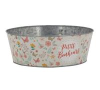 AUBRY GASPARD - Corbeille Ronde en Métal Galvanisé Ø30 H11 - Design Printanier Petits Bonheurs - Élégance Naturelle - Résistante et Durable - Facile À Entretenir - Couleur Naturel