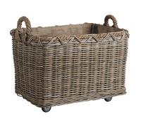 AUBRY GASPARD - Corbeilles de Rangement en Poelet sur Roues - Anses en Corde - Doublure Jute avec Fixation Velcro - Mobilité Facile - Solution de Rangement Pratique et Élégante pour la Maison