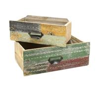 AUBRY GASPARD - Corbeilles en Bois Recy n Forme De Tiroir - Série De 2 - avec Poignées en Métal - Doublure en Plastique - pour Rangement Ou Jardinière - Unique - 25X13X9 cm et 30X17X11 cm