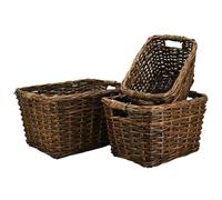 AUBRY GASPARD - Corbeilles Osier Brut - Série de 3 - avec 2 Passe-Mains - Idéal Rangement Maison - Design Naturel et Authentique - Organiser Espaces Intérieurs - Légères Pratiques