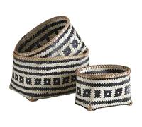 AUBRY GASPARD - Corbeilles Rangement Ovales Bambou Naturel Teinté - Design Élégant - Idéales Organiser Décorer - Parfaites Toutes Pièces - Structure Légère