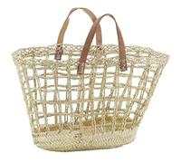 AUBRY GASPARD - Couffin en Jonc Ajouré avec Poignées en Cuir - 50 cm - Naturel - Design Élégant et Fonctionnel - Idéal pour Nouveau-Nés - Couleur Naturelle - Taille 50 cm