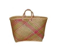 AUBRY GASPARD - Couffin en palmier - avec anses en cuir - 50x30x34 cm - coloris assortis