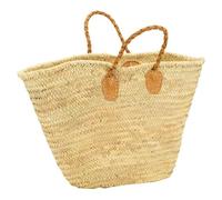 AUBRY GASPARD - Couffin en Palmier Naturel avec Poignées en Cuir Torsadées - Dimensions 55 cm - Design Écologique et Durable pour Nouveau-Nés - Couleur Naturelle - Taille 55 cm