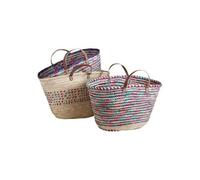 AUBRY GASPARD - Couffin palmier - 2 anses cuir - motifs assortis