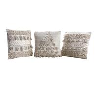 AUBRY GASPARD - Coussin en Coton Déhoussable - Garniture Incluse - 3 Motifs Assortis - Poids 1.13 kg - Accessoire Confortable pour Salon ou Chambre - Facile à Entretenir