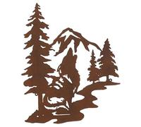 AUBRY GASPARD - Décoration Murale en Métal Vieilli - Motif Loup et Sapins - Élégante Originale - Idéale Salon Bureau - Touche Artistique Naturelle Intérieur - Facile à Installer