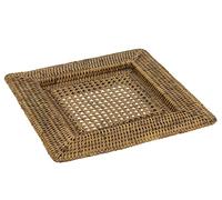 Dessous D'assiette En Rotin Antique Carrée