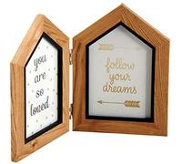 AUBRY GASPARD - Double Cadre Photo Maison - Bois Verre - Marron Noir - Dimensions 29 x 20 x 1.5 cm - Léger Élégant - pour Décoration Intérieure Souvenirs - Design Original Raffiné