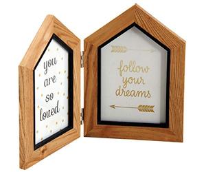 AUBRY GASPARD - Double Cadre Photo Maison - Bois Verre - Marron Noir - Dimensions 29 x 20 x 1.5 cm - Léger Élégant - pour Décoration Intérieure Souvenirs - Design Original Raffiné