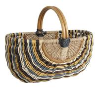 AUBRY GASPARD - Duo Paniers Rotin Multicolore - Jonc de Mer - Artisanat - Petit 39x24x21-32 cm - Grand 49x32.5x24-38 cm - Idéal Cueillette et Décoration Colorée