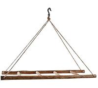 AUBRY GASPARD - Échelle à Suspendre en Bois avec Crochet - Corde Naturelle - Crochet en Métal - Objet Décoratif Style Rustique - Longueur 110 cm, Largeur 40 cm, Hauteur 4 à 76 cm