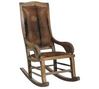 AUBRY GASPARD - Fauteuil À Bascule en Acajou et Peau De Chèvre - Dimensions 54X100X114 cm - Hauteur D'Assise 45 cm - Design Élégant et Confortable - Couleur Acajou - Taille Standard
