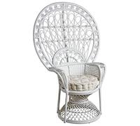 AUBRY GASPARD Fauteuil Emmanuelle en rotin laqué Blanc avec Coussin