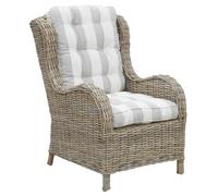 AUBRY GASPARD Fauteuil en poellet Gris + Coussin rayé