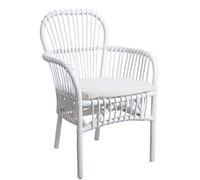 AUBRY GASPARD Fauteuil en rotin Blanc avec Coussin Epimède